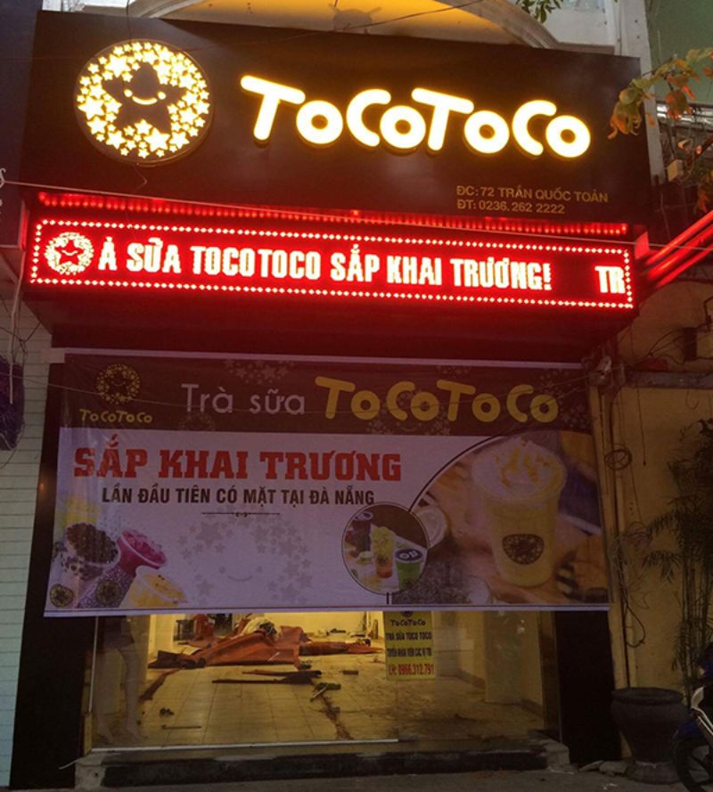 Biển quảng cáo led ma trận quán trà sữa Toco Toco