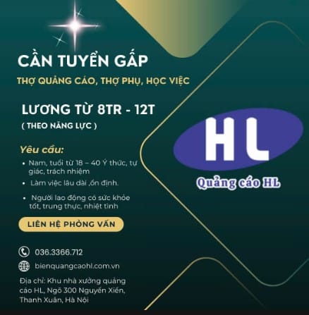 Tuyển dụng thợ quảng cáo, thợ phụ và học việc tại Hà Nội